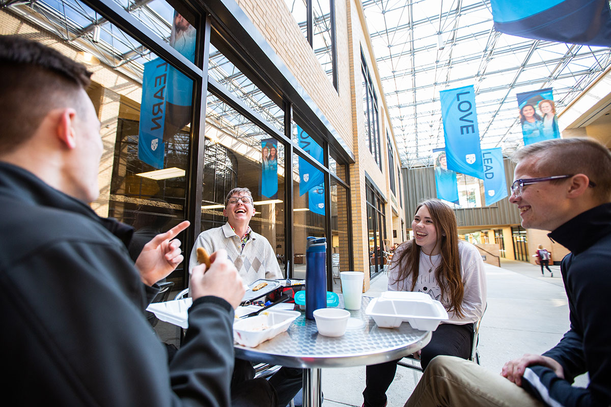 students chatting