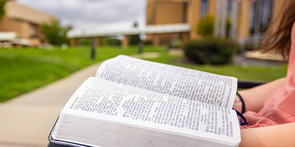 Student holds bible, at Bob Jones University in Greenville, S.C., on Monday, Aug. 7, 2025. (Photo by Derek Eckenroth)
