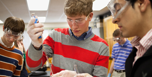 student in lab