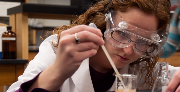 student in lab