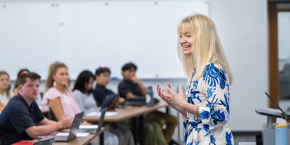 Adele Dunn teaching business at Bob Jones University