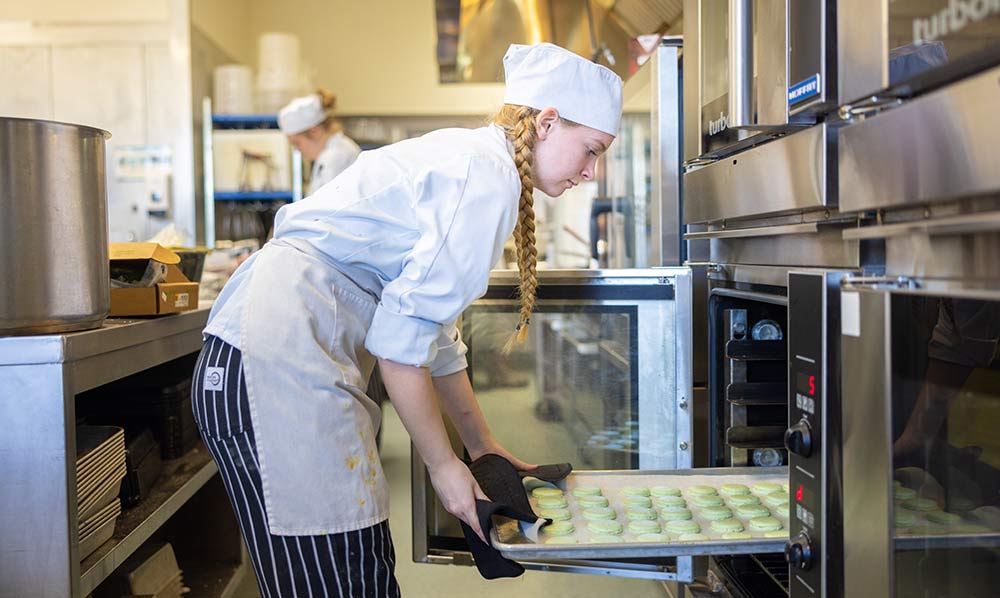 A student cooking