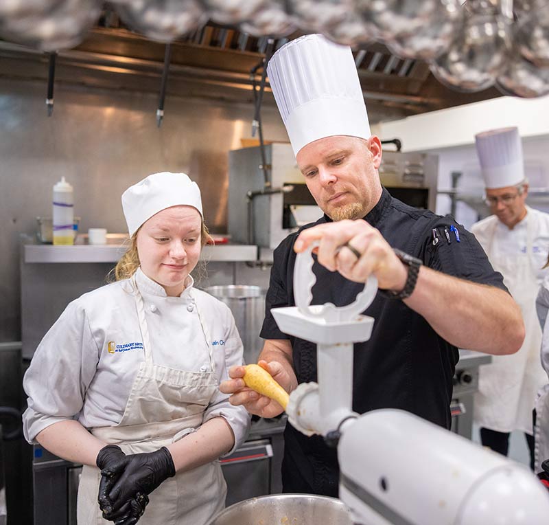 A student cooking