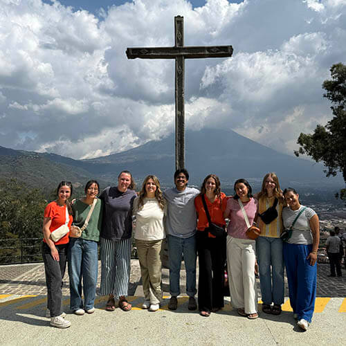 Group of students studying abroad