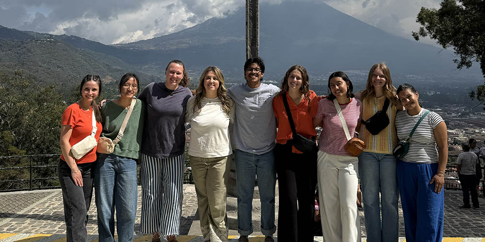 Group of students studying abroad