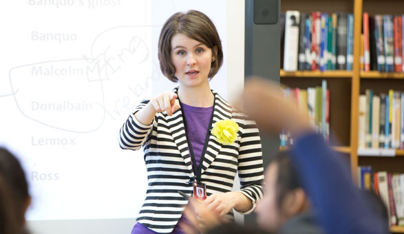 student teacher in class