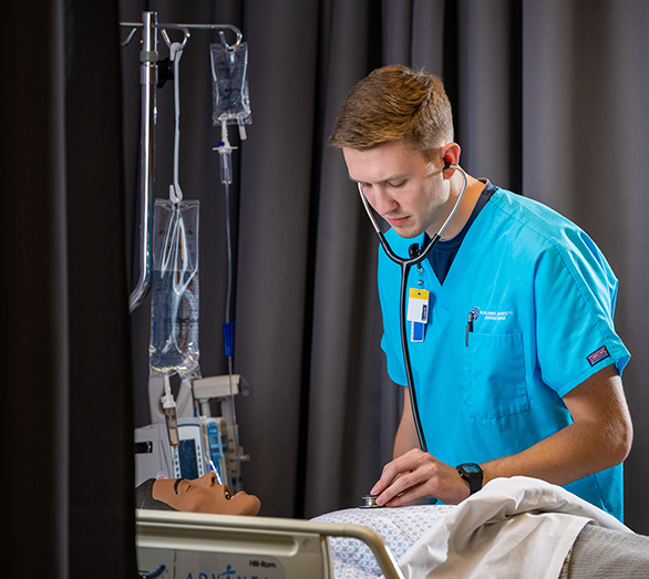 Student with stethoscope