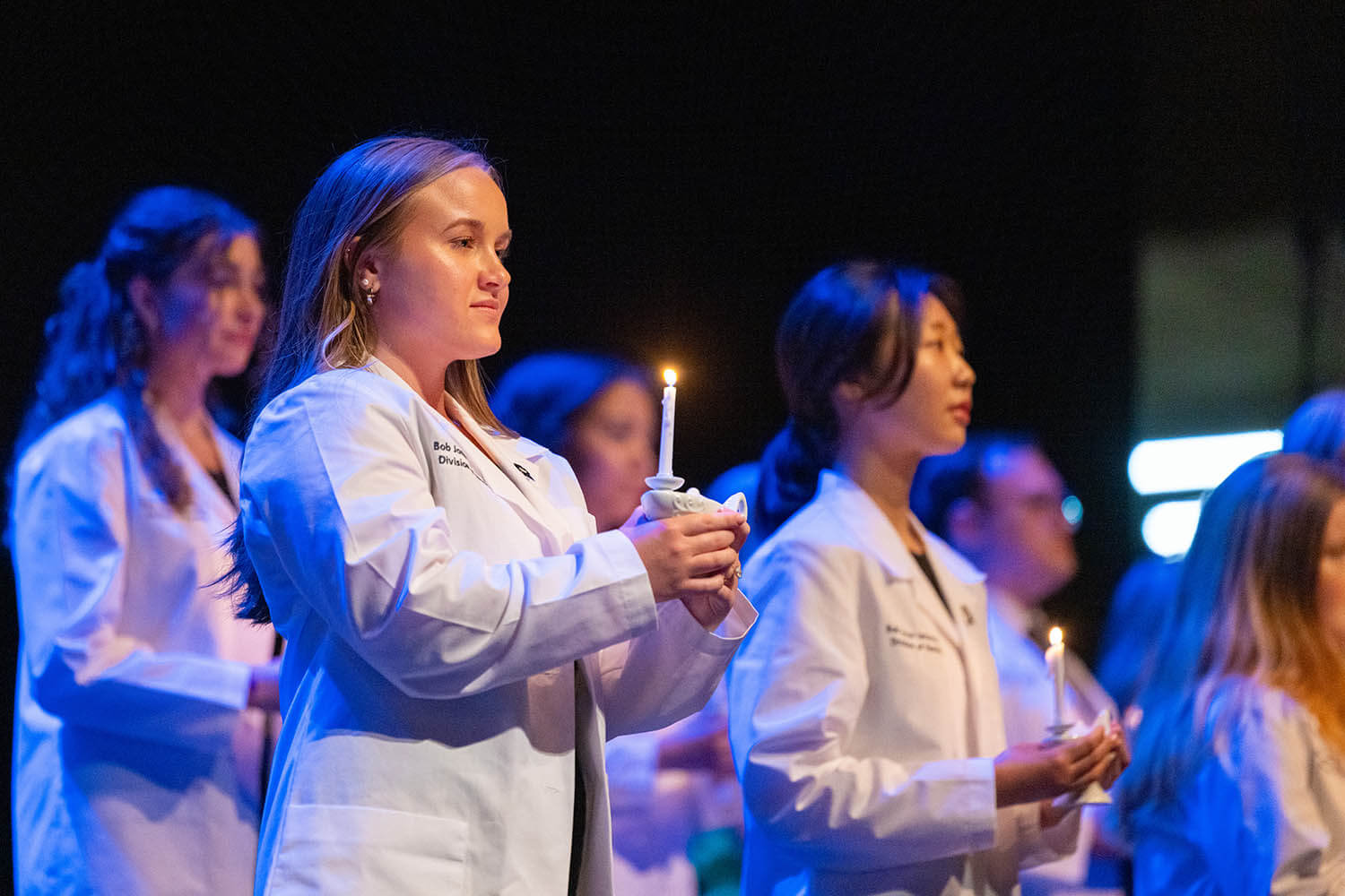 Bob Jones University nursing students take part in the Nurses Pinning Ceremony in Rodeheaver Auditorium on May 8, 2025. The event marks their formal welcome into the professional nursing community. (Photo by Derek Eckenroth)