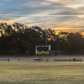 Sunrise over Alumni Stadium Field