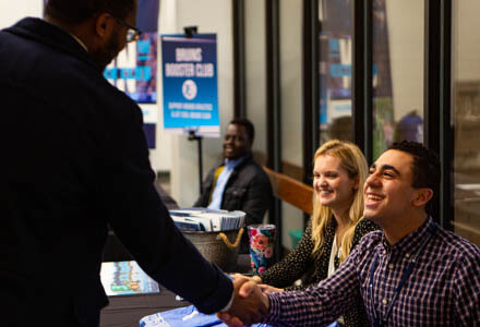 Students checking in