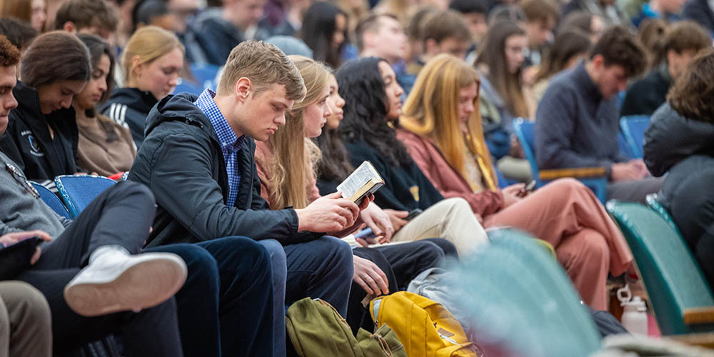 Student body chapel, BJU, Greenville, SC, January 27, 2025. (Derek Eckenroth)
