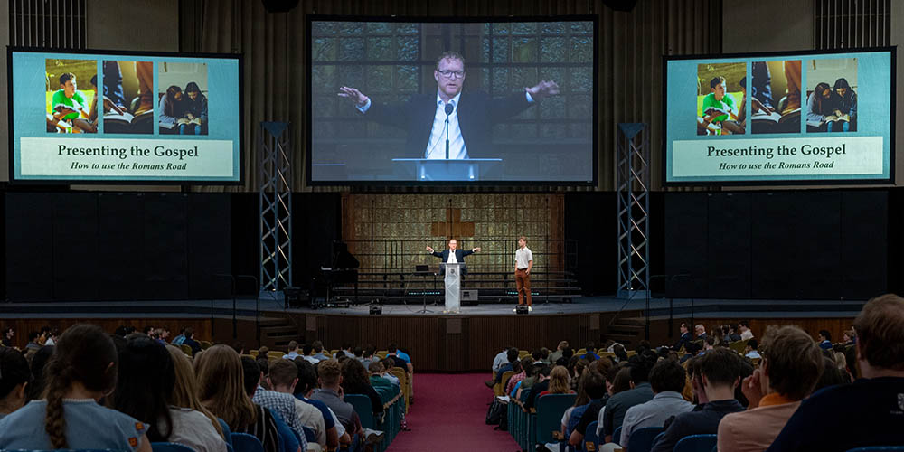 Ministry Chapel service in the Founders Memorial Amphitorium at Bob Jones University in Greenville, S.C., May 1, 2025. (Photo by Derek Eckenroth)