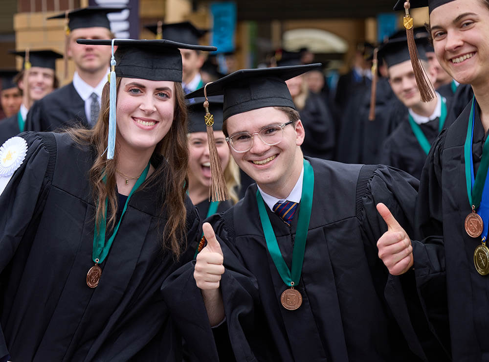 Graduates in line before Commencement, Campus Life, Bob Jones University, Greenville, SC, May 3, 2024 (Hal Cook)