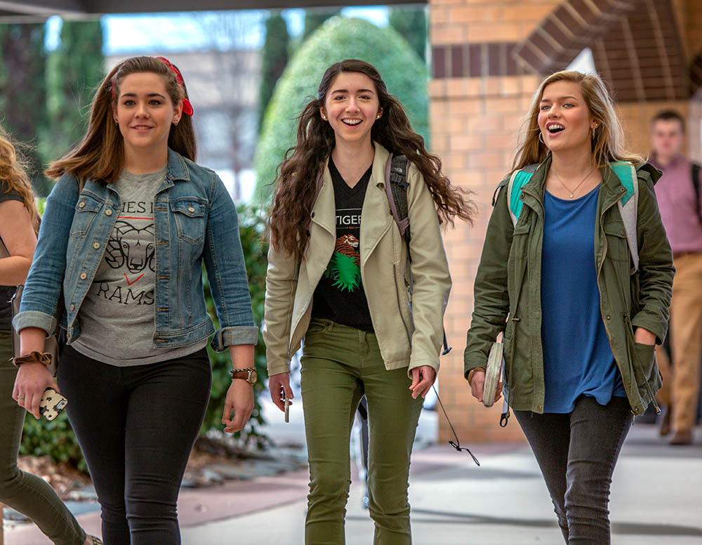 students walking