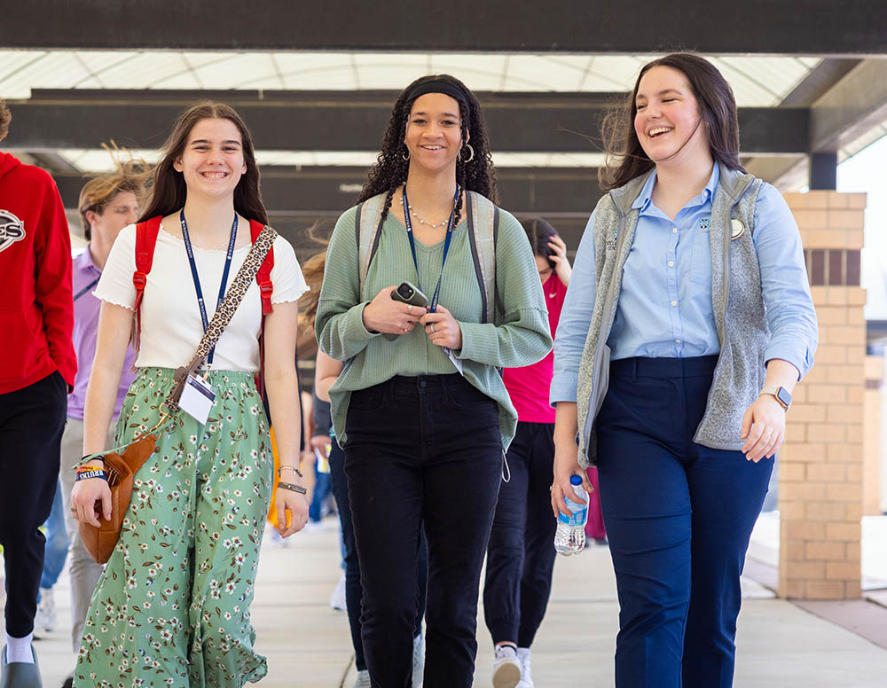 students walking
