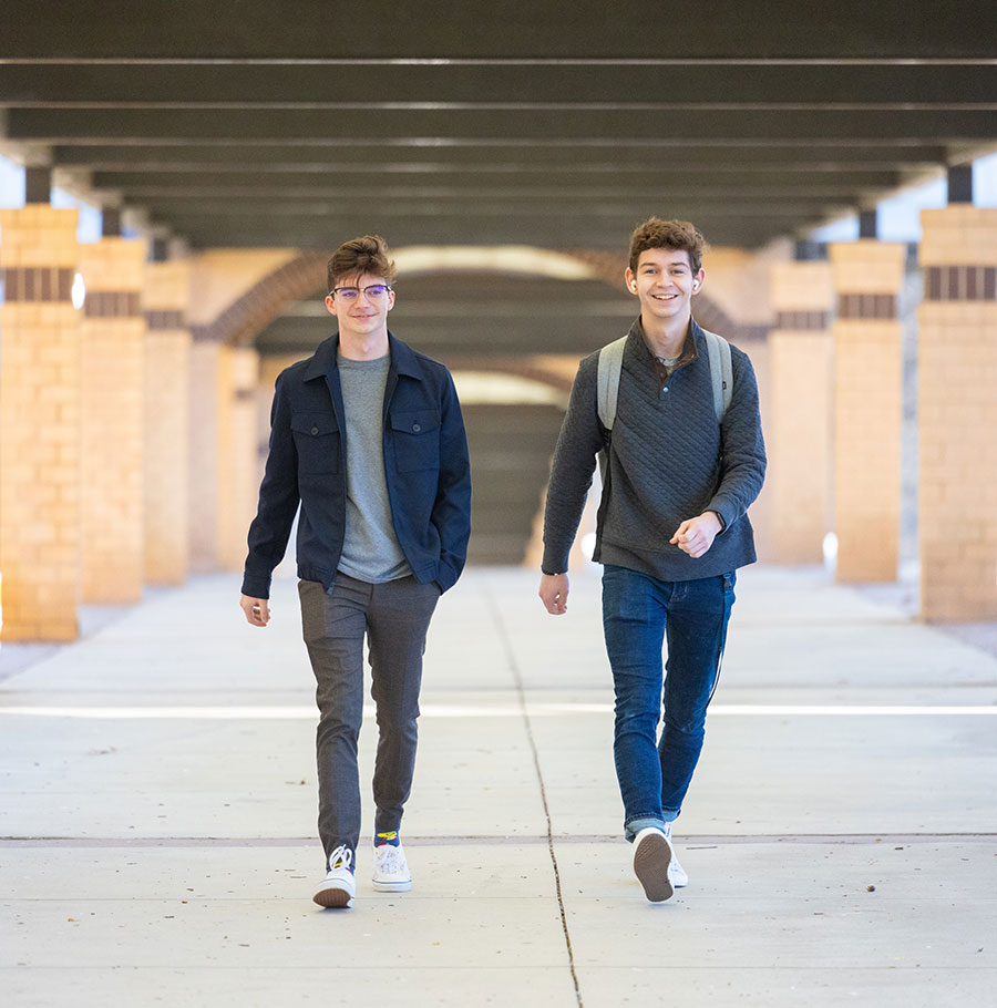 students walking