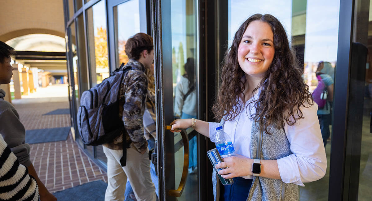 High school students visit the Bob Jones University campus for BJU Up Close at Bob Jones University, Greenville, S.C., on Thursday, Nov. 13, 2025. (Photo by Derek Eckenroth)