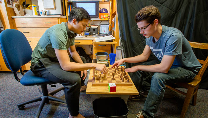 Guys playing chess